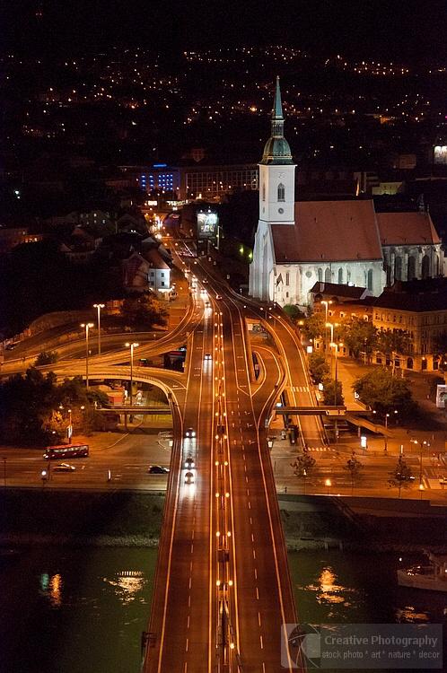 Night scene of Bratislava with St Martin's Cathedral